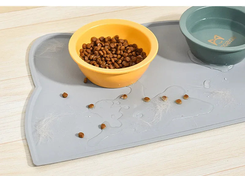 Waterproof Silicone Pet Feeding Mat - Non-Slip Food & Water Bowl Pad for Dogs and Cats