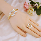 Fashion Jewelry Sets For Women Gold Color Choker Necklace Earrings Bracelets Ring Wedding Set Party