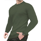 Men's fashion small check Waffle youth crew-neck jacquard check hoodie