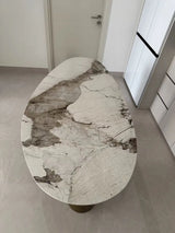 Modern marble kitchen dining table—luxury mid-century design perfect for home and living spaces."