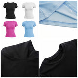 Women's Clothing Short Sleeve T-shirt Slim Fit Tops Female O-Neck Knitted Sheath Tee Shirt Street Wear