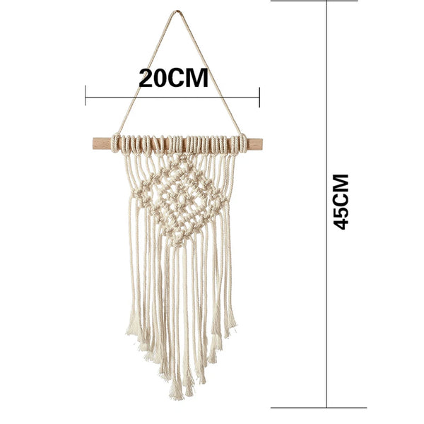 Hand-Woven Macramé Wall Hanging - Bohemian Craft Ornament for Home or Living Room Decor