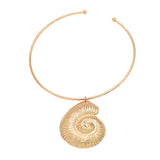 Exaggerated Trend Gold Color Conch Torques Necklace Jewelry Accessories