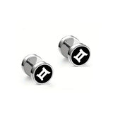 Men's Fashion Twelve Constellations Dumbbell Stainless Steel Earrings
