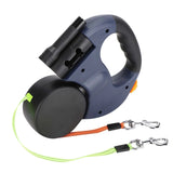 Extendable Pet Leash - Dual-Head Walking Lead with LED Light for Dogs & Cats, Automatic Traction Control
