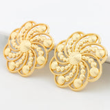 Dubai Jewelry Sets for Women, Flower Earrings and Adjustable Rings Italian Wedding Gifts 18K Gold Color