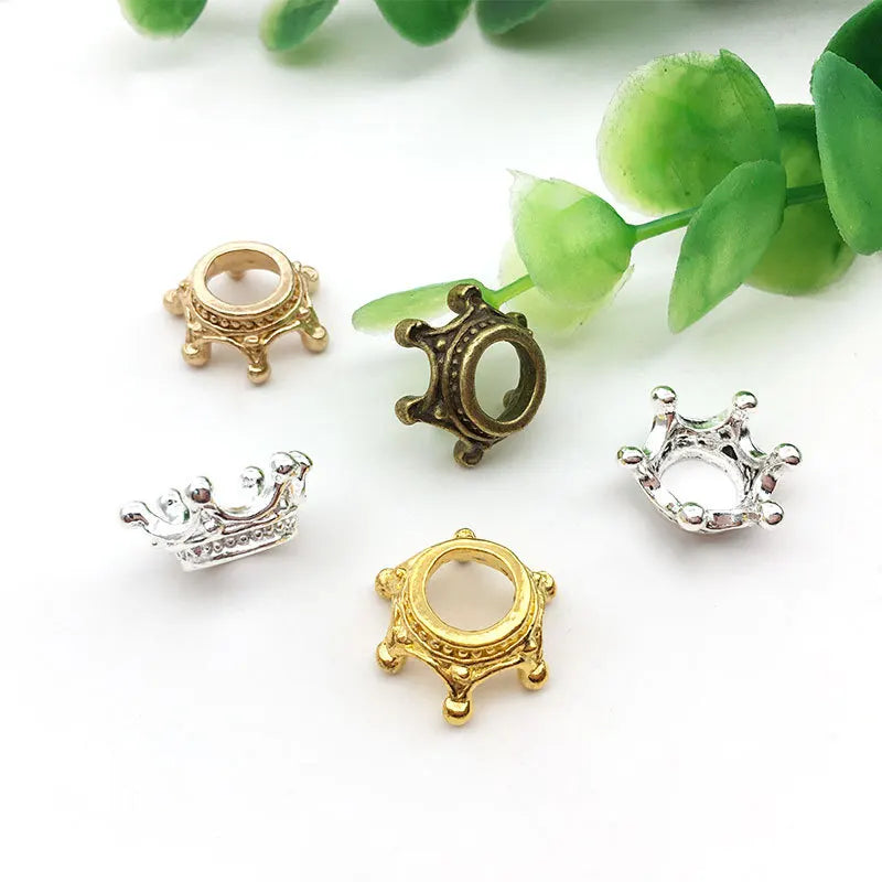 50pcs small crown alloy charms—perfect for DIY jewelry, hair accessories, and crafts