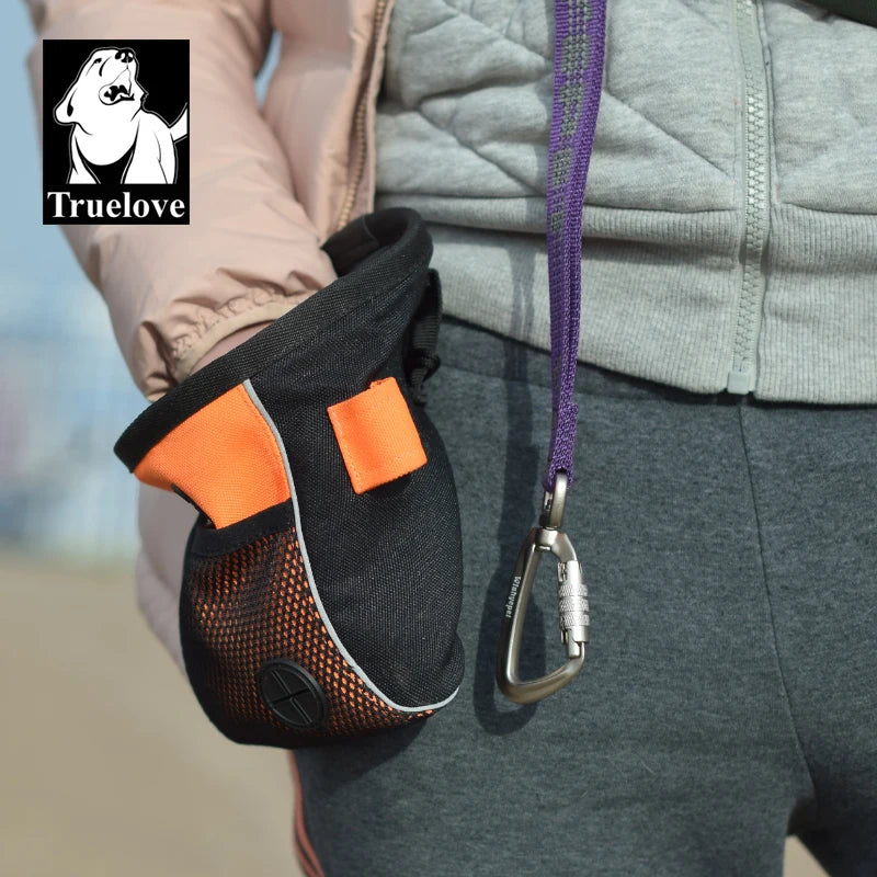Truelove waterproof treat bag: high-capacity snack pouch with garbage compartment for outdoor pet use