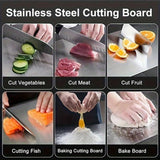 "1pc titanium alloy double-sided stainless steel chopping board—durable and perfect for kitchen and dining.