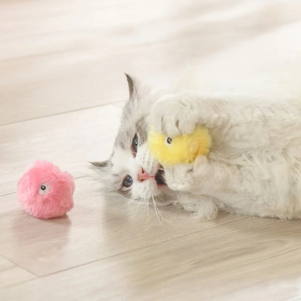 1/3pcs plush interactive toy balls—smart, touch-activated with sound and catnip, perfect for playful cats and dogs.