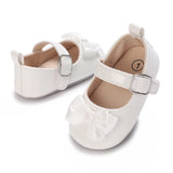 Baby Shoes Girls' Newborn White Series Forefoot Shoes PU Leather Flat Bottom Soft Sole Baby Shoes Bow Baby Princess Shoes
