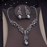 Gorgeous Crystal Jewelry Sets for Women Luxury Choker Necklace Earrings Set Wedding Dress Bridal Costume