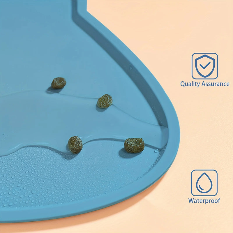 Waterproof Silicone Pet Feeding Mat - Raised Edge Dog & Cat Food Bowl Mat, Easy-to-Clean Placemat