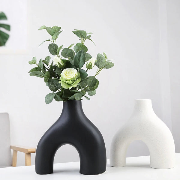Nordic Ceramic Flower Vase - Stylish Home or Office Decor, Bookshelf Accent with Original Design