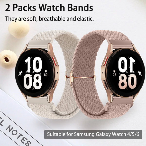 2 Packs Watch Bands For Samsung Galaxy Watch Active 2 40mm 44mm/Active 40mm/Galaxy Watch 3 41mm/42mm/Gear S2/Galaxy Watch 4 5 6