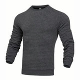 Men's fashion small check Waffle youth crew-neck jacquard check hoodie