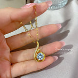Chic gold pendant necklace with stainless steel link chain. Stylish, durable, and ships free."