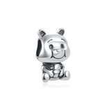 Cute 925 sterling silver cat pendant bead—fits original charm bracelets. Perfect for women and men.