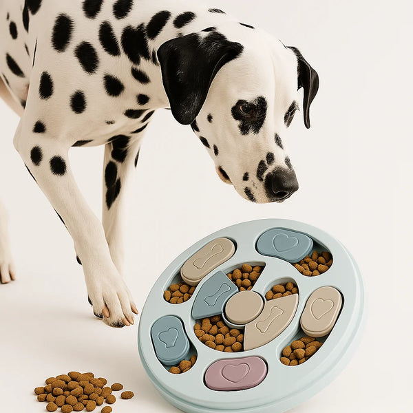 Interactive pet toy set: slow feeder & brain games to entertain and stimulate cats and dogs
