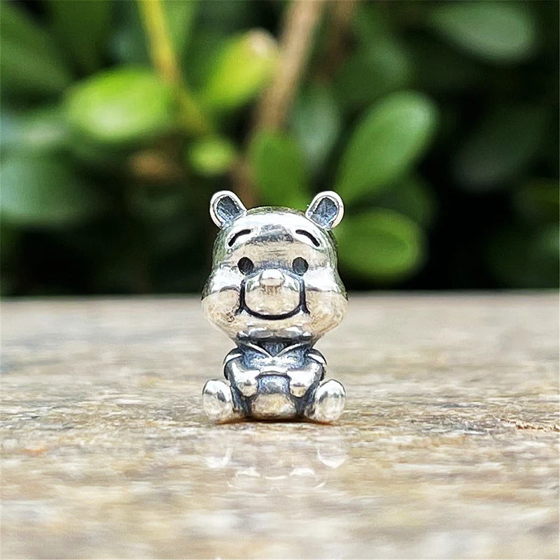 Cute 925 sterling silver cat pendant bead—fits original charm bracelets. Perfect for women and men.