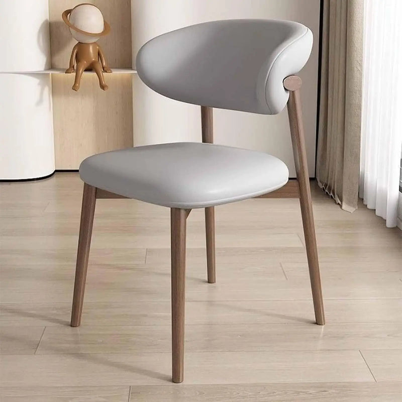 Cafe lounge chair, upholstered dining chair, curved back cushion, modern armless dining side chair