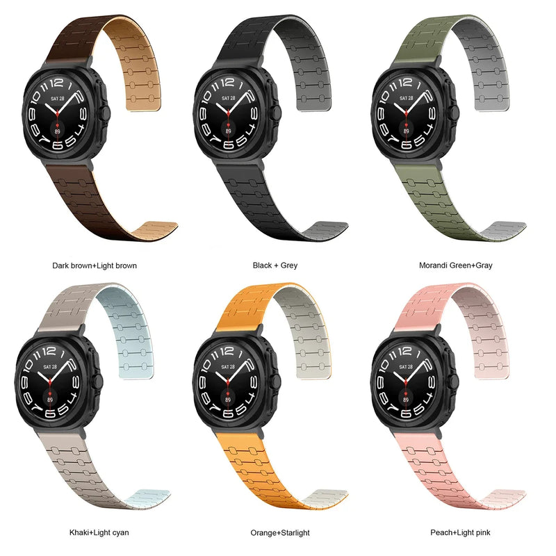 No Galaxy Silicone Strap for Samsung Galaxy Watch Ultra 47mm Band Sports Magnetic Bracelet for Galaxy Watch 7Ultra Wristband