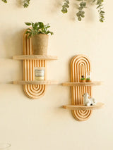 Wooden Wall Shelf - Boho Style Modern Home Decor for Living Room or Bathroom Display