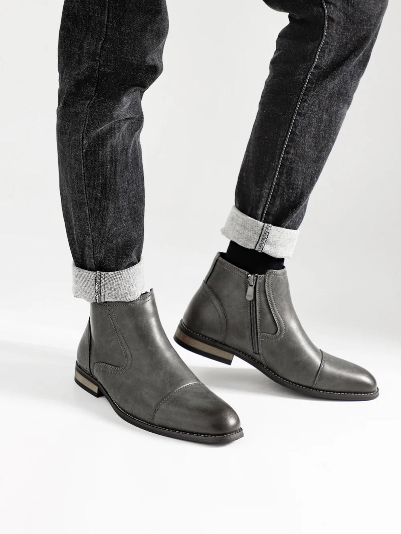 Men's Comfortable Ankle Leather Boots Men's Fashion Brand