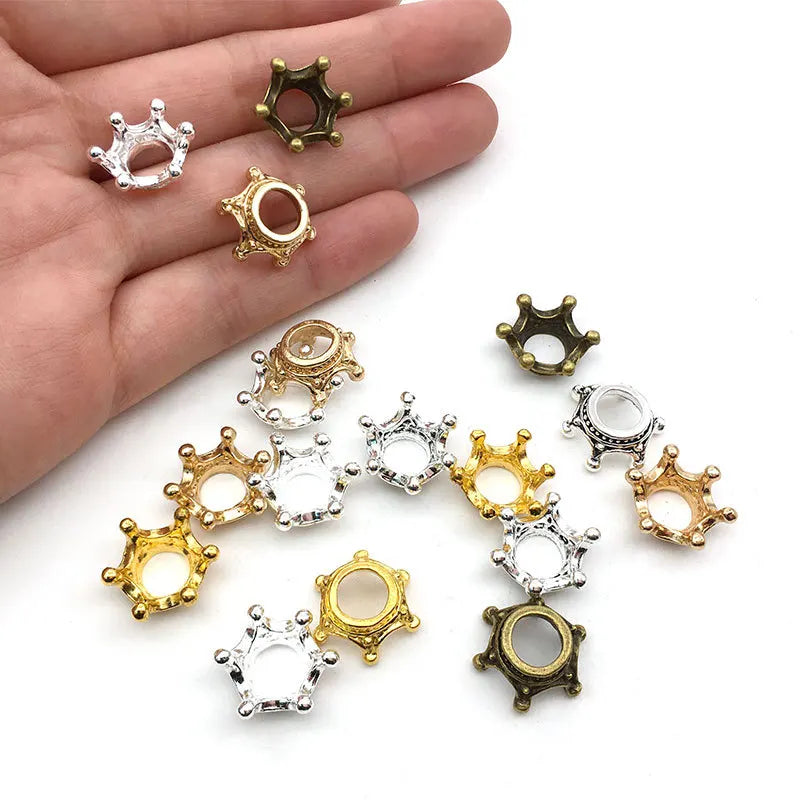 50pcs small crown alloy charms—perfect for DIY jewelry, hair accessories, and crafts