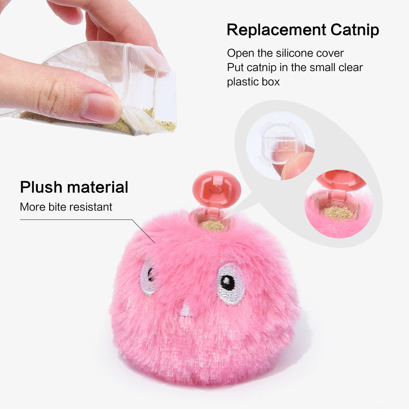 1/3pcs plush interactive toy balls—smart, touch-activated with sound and catnip, perfect for playful cats and dogs.