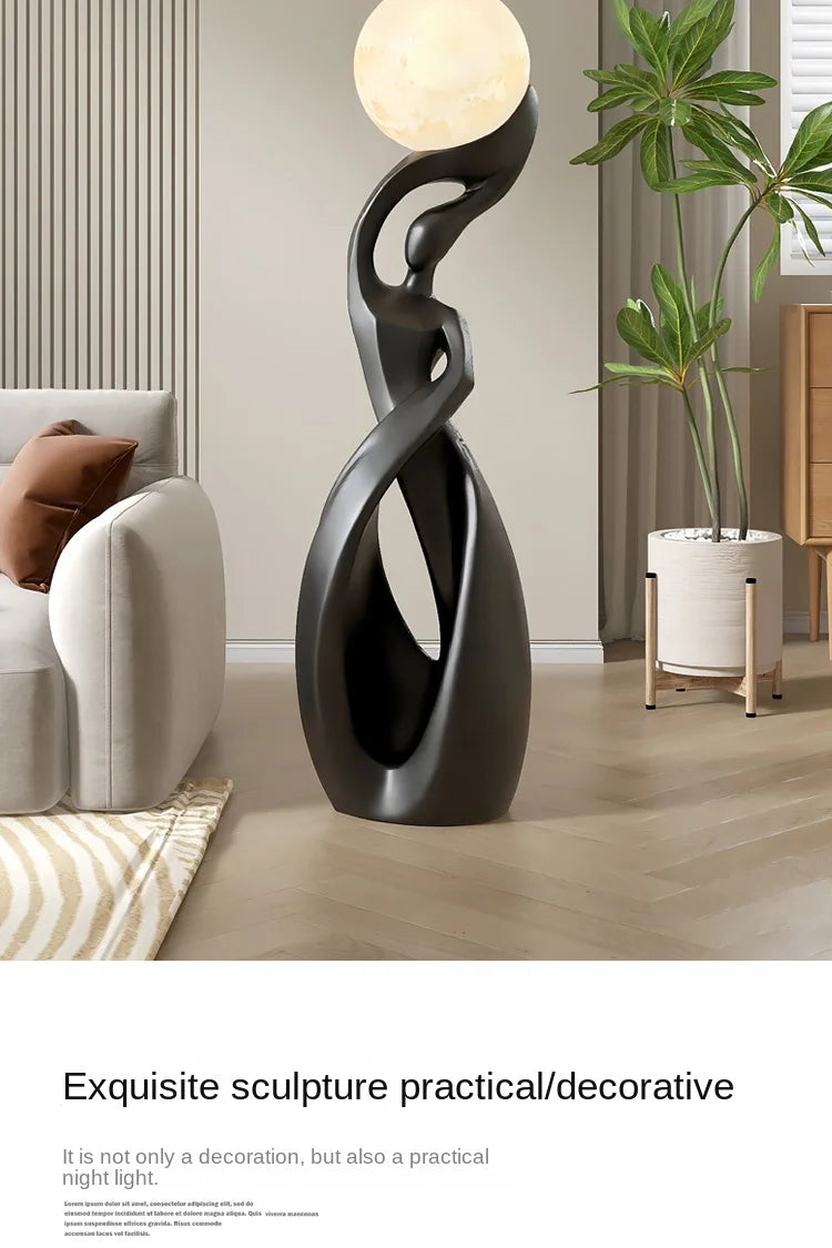 Abstract Art Statue - Nordic Living Room Floor Sculpture, Luminous Home Decor Ornament, Housewarming Gift