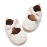 Baby Shoes Girls' Newborn White Series Forefoot Shoes PU Leather Flat Bottom Soft Sole Baby Shoes Bow Baby Princess Shoes
