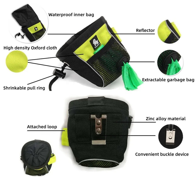 Truelove waterproof treat bag: high-capacity snack pouch with garbage compartment for outdoor pet use