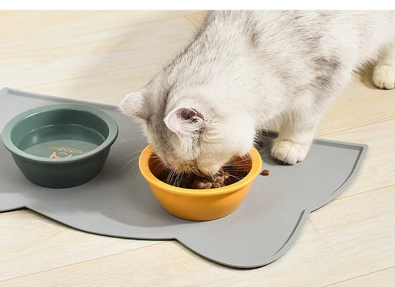 Waterproof Silicone Pet Feeding Mat - Non-Slip Food & Water Bowl Pad for Dogs and Cats