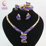 Jewelry Sets African Beads Collar Statement Necklace Earrings Bangle Fine Rings For Women Rhinestone