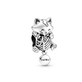 Cute 925 sterling silver cat pendant bead—fits original charm bracelets. Perfect for women and men.