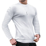 Men's fashion small check Waffle youth crew-neck jacquard check hoodie