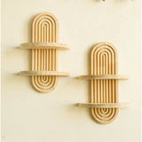 Wooden Wall Shelf - Boho Style Modern Home Decor for Living Room or Bathroom Display