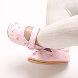 New Baby Shoes Embroidered Girl Baby Shoes Mary Jane Flat Shoes Princess Shoes Non slip Rubber Soles 0-18M Newborn