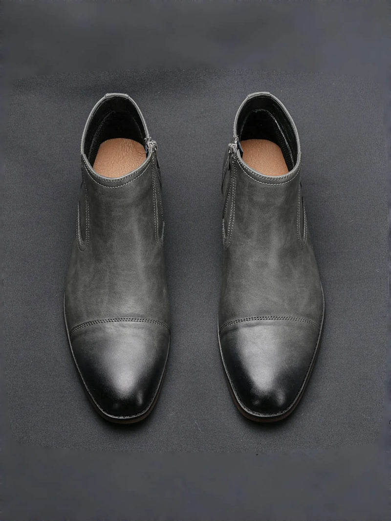 Men's Comfortable Ankle Leather Boots Men's Fashion Brand