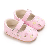 New Baby Shoes Embroidered Girl Baby Shoes Mary Jane Flat Shoes Princess Shoes Non slip Rubber Soles 0-18M Newborn