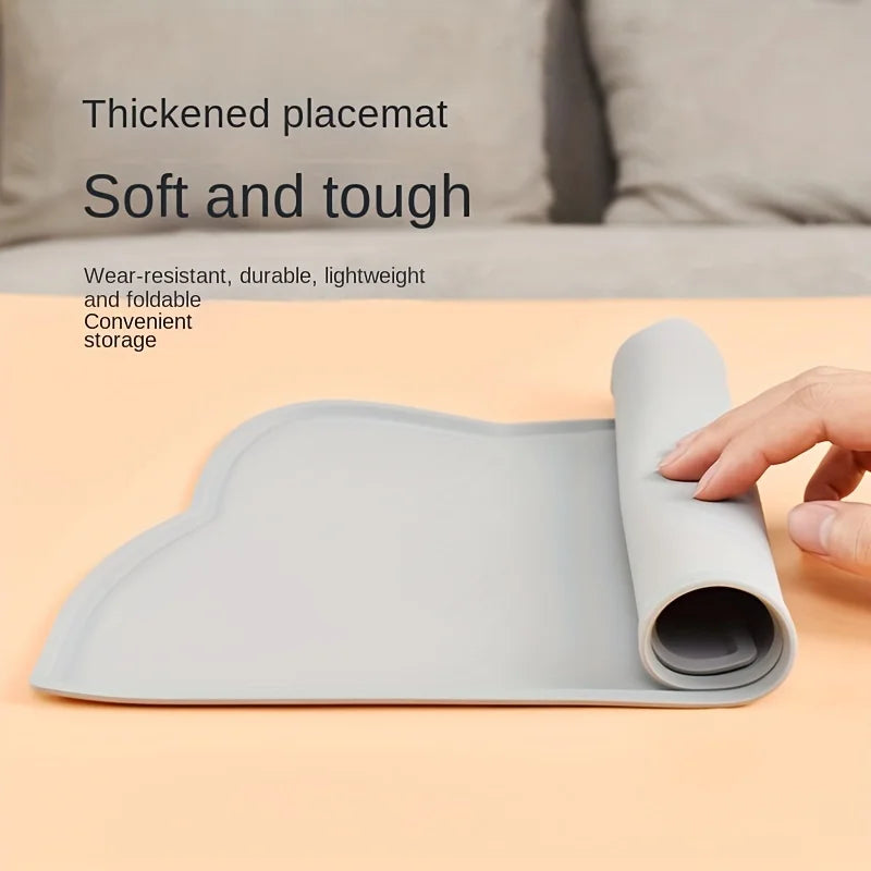 Waterproof Silicone Pet Feeding Mat - Raised Edge Dog & Cat Food Bowl Mat, Easy-to-Clean Placemat
