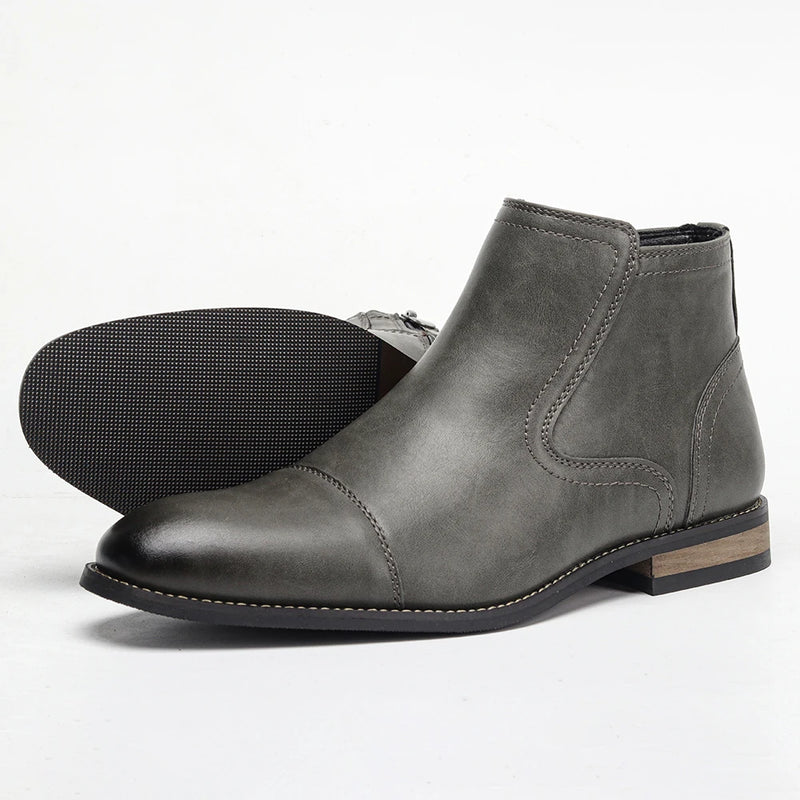 Men's Comfortable Ankle Leather Boots Men's Fashion Brand
