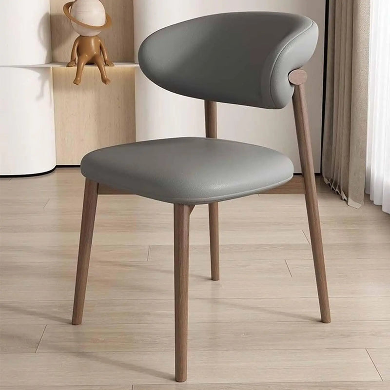 Cafe lounge chair, upholstered dining chair, curved back cushion, modern armless dining side chair
