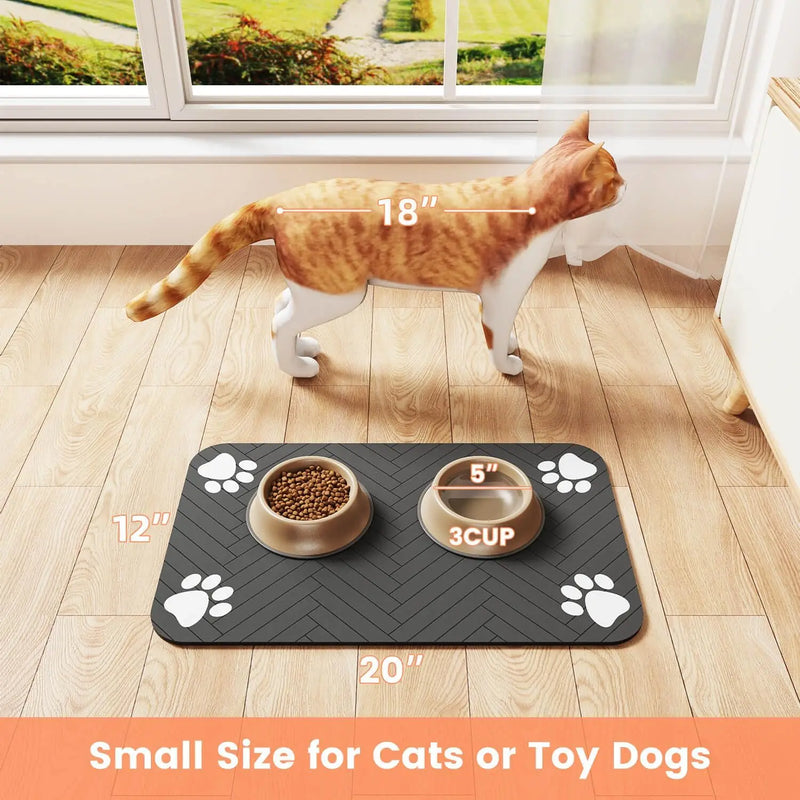 Absorbent Pet Feeding Mat - Waterproof Rubber-Backed Bowl Mat for Dogs & Cats, Quick-Drying Design