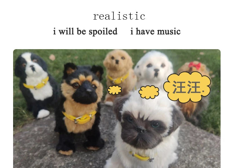 Voice-controlled electric dog toy plush with music, perfect for kids and as a gift.