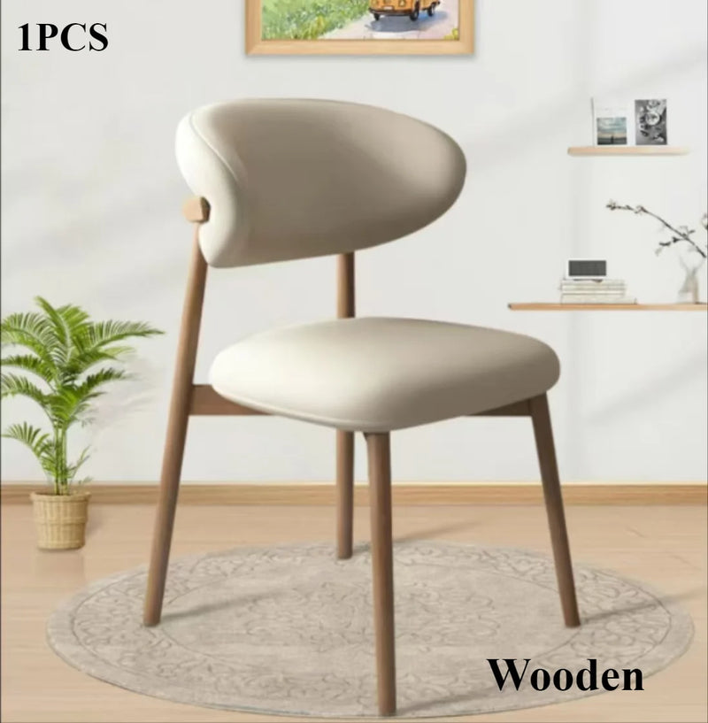 Cafe lounge chair, upholstered dining chair, curved back cushion, modern armless dining side chair