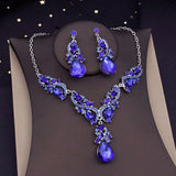 Gorgeous Crystal Jewelry Sets for Women Luxury Choker Necklace Earrings Set Wedding Dress Bridal Costume