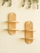 Wooden Wall Shelf - Boho Style Modern Home Decor for Living Room or Bathroom Display