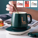 55℃ Warmer Smart Coffee Mug,400ML Electric Charing Ceramic Cup for Heating Milk Tea,Multifunctional Thermostat Cups Set for Gift